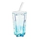 thumbnail image 3 of Vaso de vidrio con tapa y pajita, diseño transparente, práctico, elegante y Azul, 3 of 9