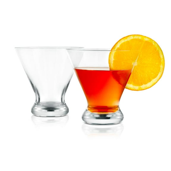 NutriChef 8.4oz Clear Martini Glasses, 2 Heavy Base Hand Blown Elegant Stemless Cocktail Glassware