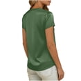 thumbnail image 6 of Tqcoqu Womens Satin Blouse for Women Business Work Tops Casual Cap Sleeve V Neck Button Down Shirts,Army Green,Women's S-XXL, 6 of 6