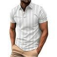 thumbnail image 1 of Chemise à Manches Courtes pour Hommes, Imprimé Rayé Décontracté avec Col Rabattu, Mélange Léger de Polyester pour Confort Quotidien et Port Polyvalent, 1 of 5