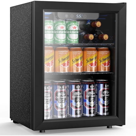 Moifoi 1.7 Cu. ft. Beverage Refrigerator Cooler, Mini Fridge with Glass Door, Exchangeable Door, Home/Bar/Office