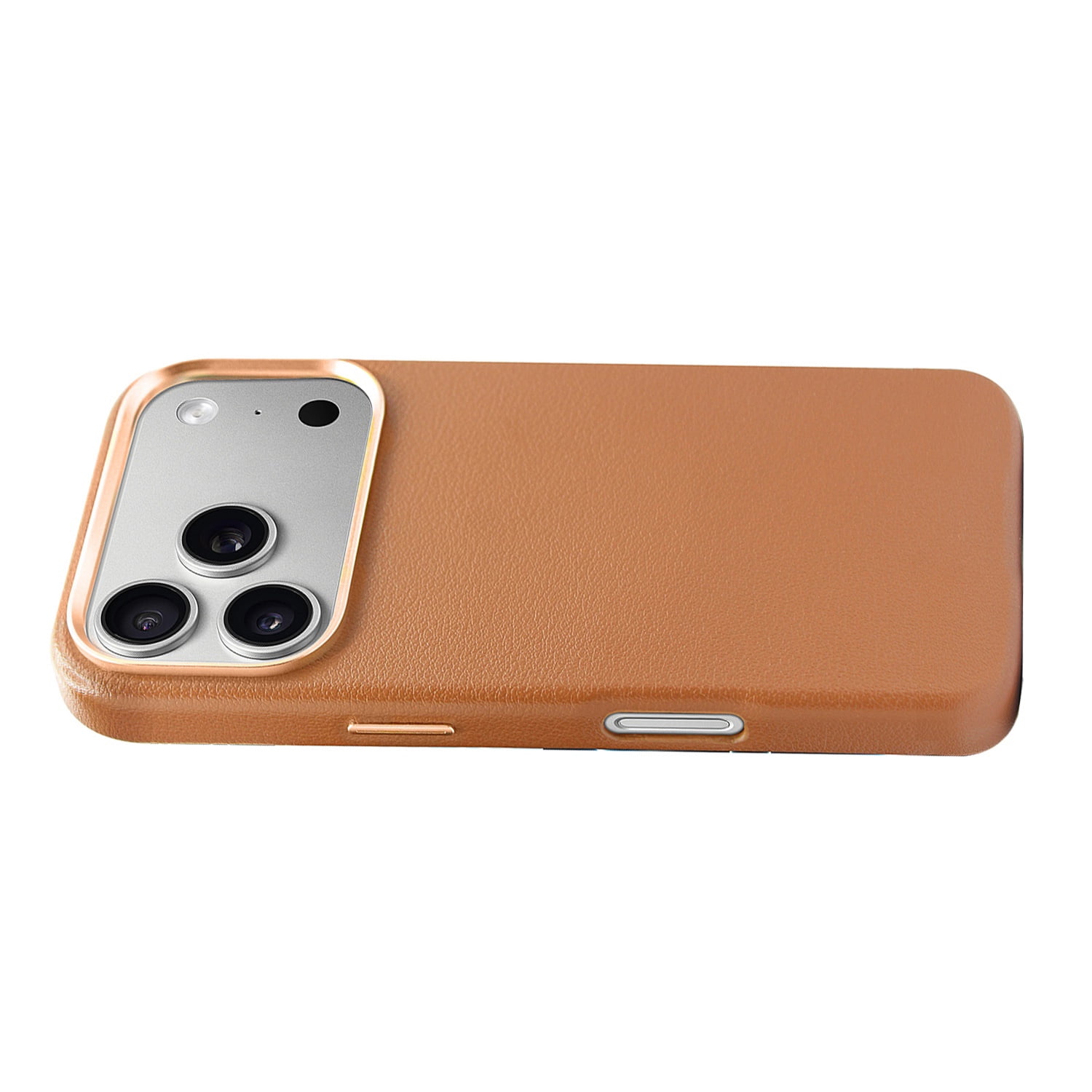 Leather Magnetic Case for iPhone 17 Pro Max - Dark Orange