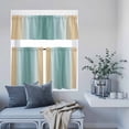 thumbnail image 6 of 3 Piece Kitchen Curtains and Valances Set Teal Yellow Ombre Cafe Curtains 24 Inch Length Farmhouse Modern Gradient Art Valance & Tier Curtain for Living Room Bedroom Small Window 54"x18"+27"x24"*2, 6 of 6