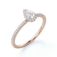 thumbnail image 4 of JeenMata 1 Carat Teardrop Rainbow Moonstone and Moissanite Halo Dainty Ring in 18k Rose Gold over Silver, 4 of 6
