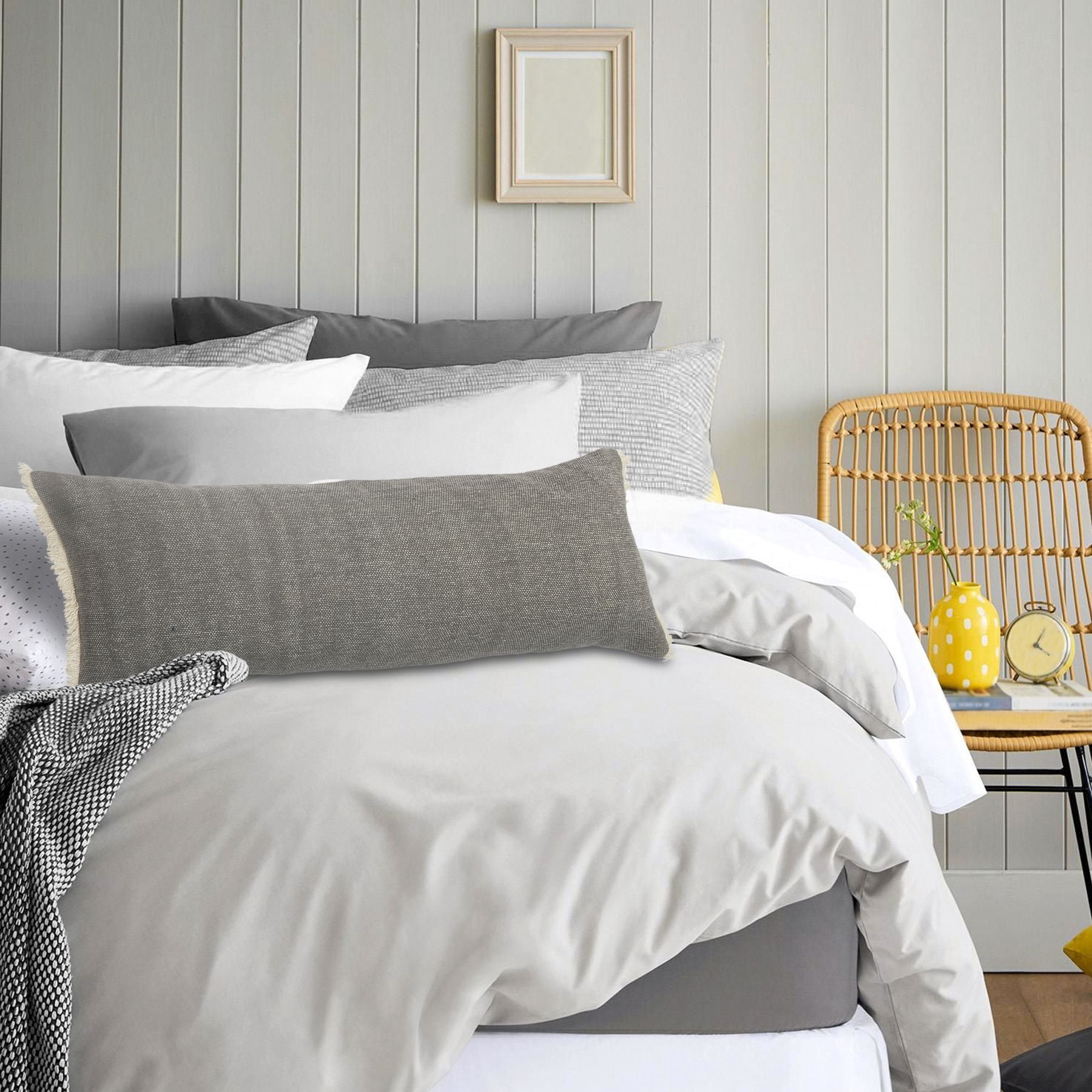 Ox Bay Austin Distressed Organic Cotton Pillow Cover, 14" X 36"