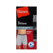 Hanes Mens Underwear Boxers, 3-Pack, Core Plus Cotton Stretch Woven Underwear Pack STTWW3