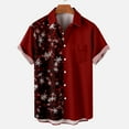 thumbnail image 2 of Honeeladyy Mens Christmas Button Down Shirt Snowflake Print Party Short Sleeve Tops Summer Holiday Hawaiian Beach Shirts Christmas Gifts for Son Wine S, 2 of 5