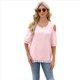 thumbnail image 1 of Blusa de Verano de Corta con Hombros Descubiertos y Encaje Acampanado para Mujer Rosa XXL, 1 of 10