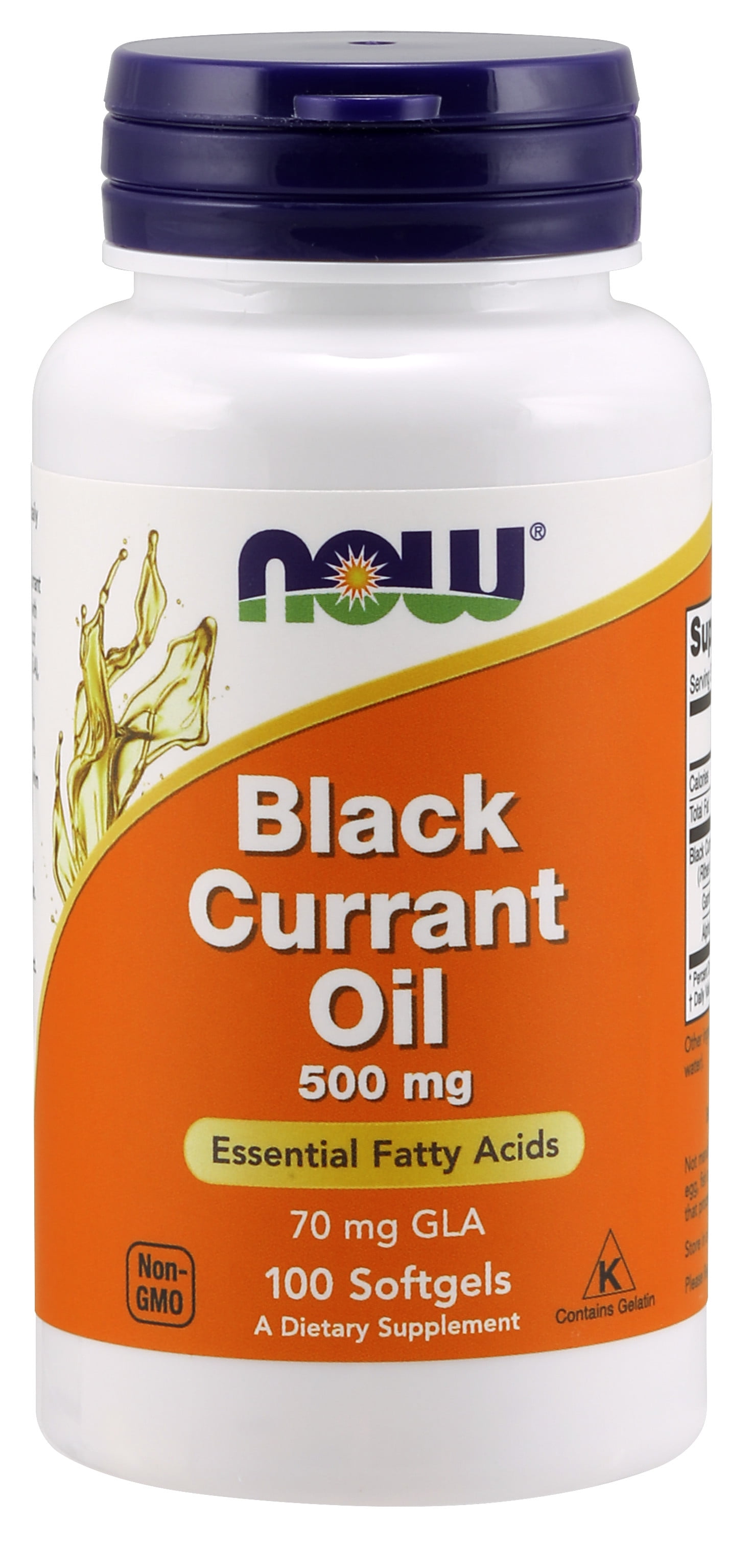 NOW Supplements, Black Currant Oil 500 mg with 70mg of GLA (GammaLinolenic Acid), 100 Softgels