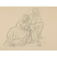 thumbnail image 2 of Józef Simmler 14x12 Gold Ornate Wood Frame and Double Matted Museum Art Print Titled - Study of the Prince and a Kneeling Lady for the Painting ‘The Upbringing of Sigismund Augustus’ (1861), 2 of 4