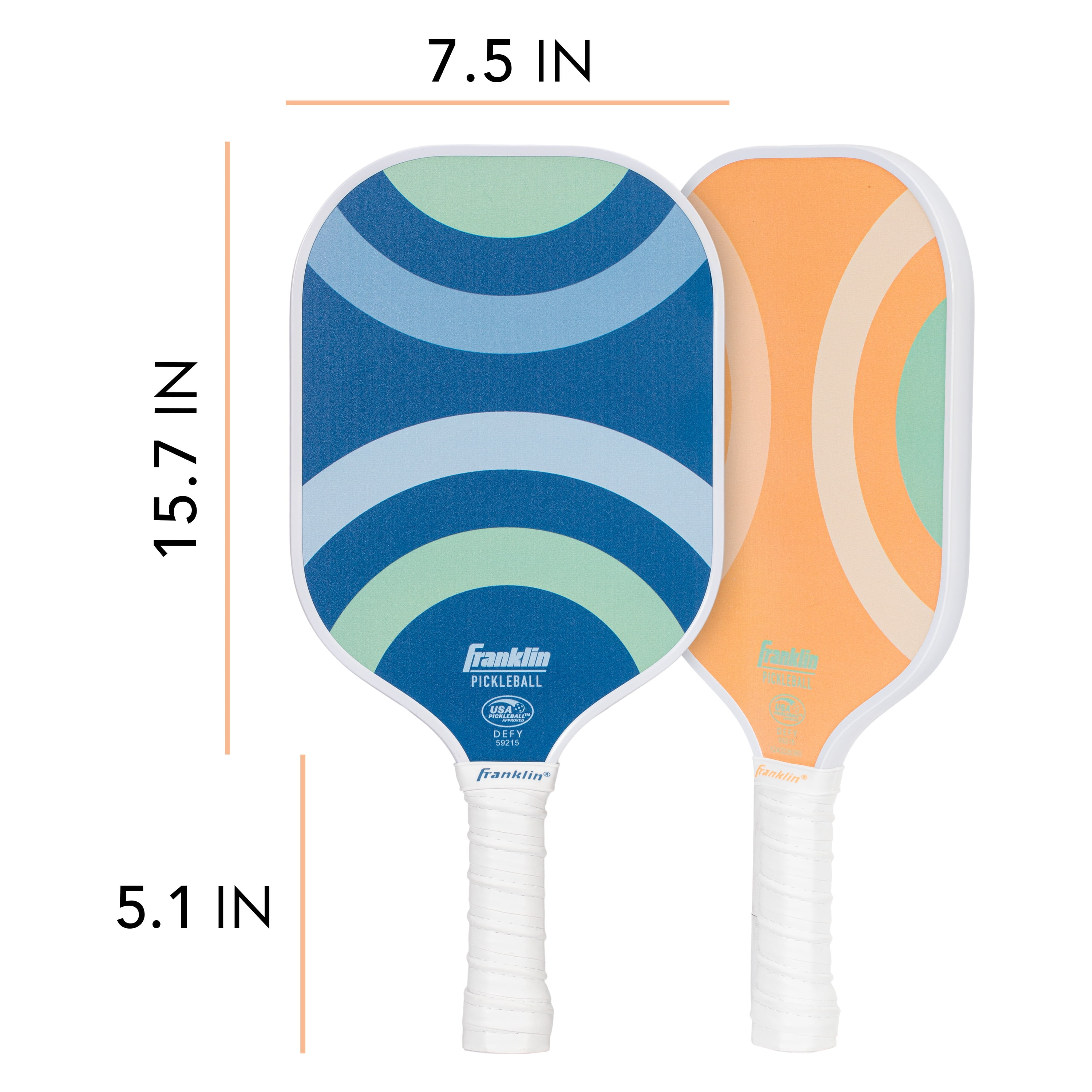 (2 pack) Franklin Sports Polymer Paddle and Ball Set - (2) Fiberglass Pickleball Rackets + (2) X-40 Pickleballs - USAPA Approved - Blue/Orange
