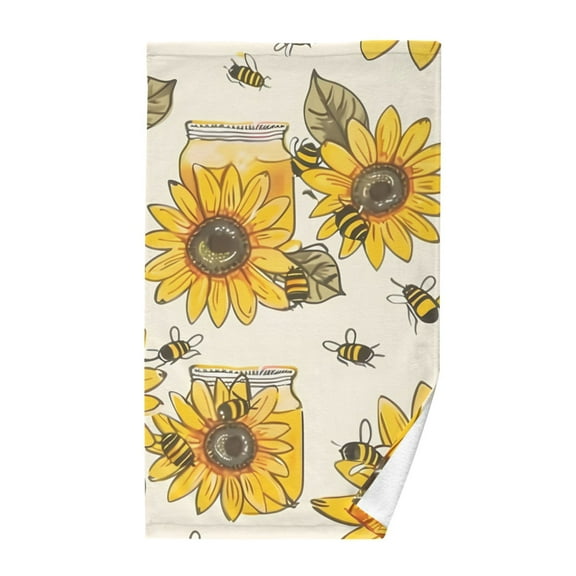 Cotton Bath Towels Soft Face Towel Absorbent Quick Dry Sunflowers Honey Bee 16"x28"