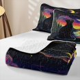 thumbnail image 4 of Manfei Cartoon Cat Quilt King, Mystic Forest Galaxy King Coverlet Set, Black Purple, 3-Piece, 1 Bedspread and 2 Pillowcases, 4 of 7