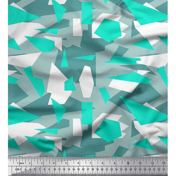Soimoi Silk Fabric Geometric Abstract Print Fabric by the Yard 42 Inch Wide