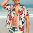thumbnail image 4 of Wukai Roosters Men's Hawaiian Shirt Short Sleeve Casual Button Down Summer Beach Aloha Shirt Tropical Print Holiday Party, 4 of 8