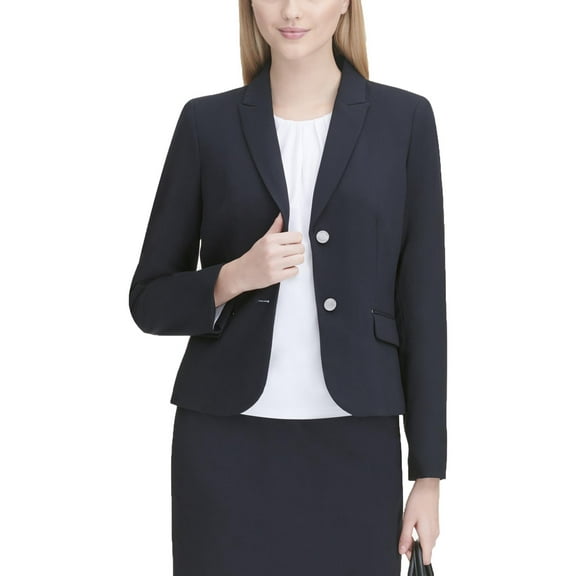 Calvin Klein Womens Lined Two-Button Blazer