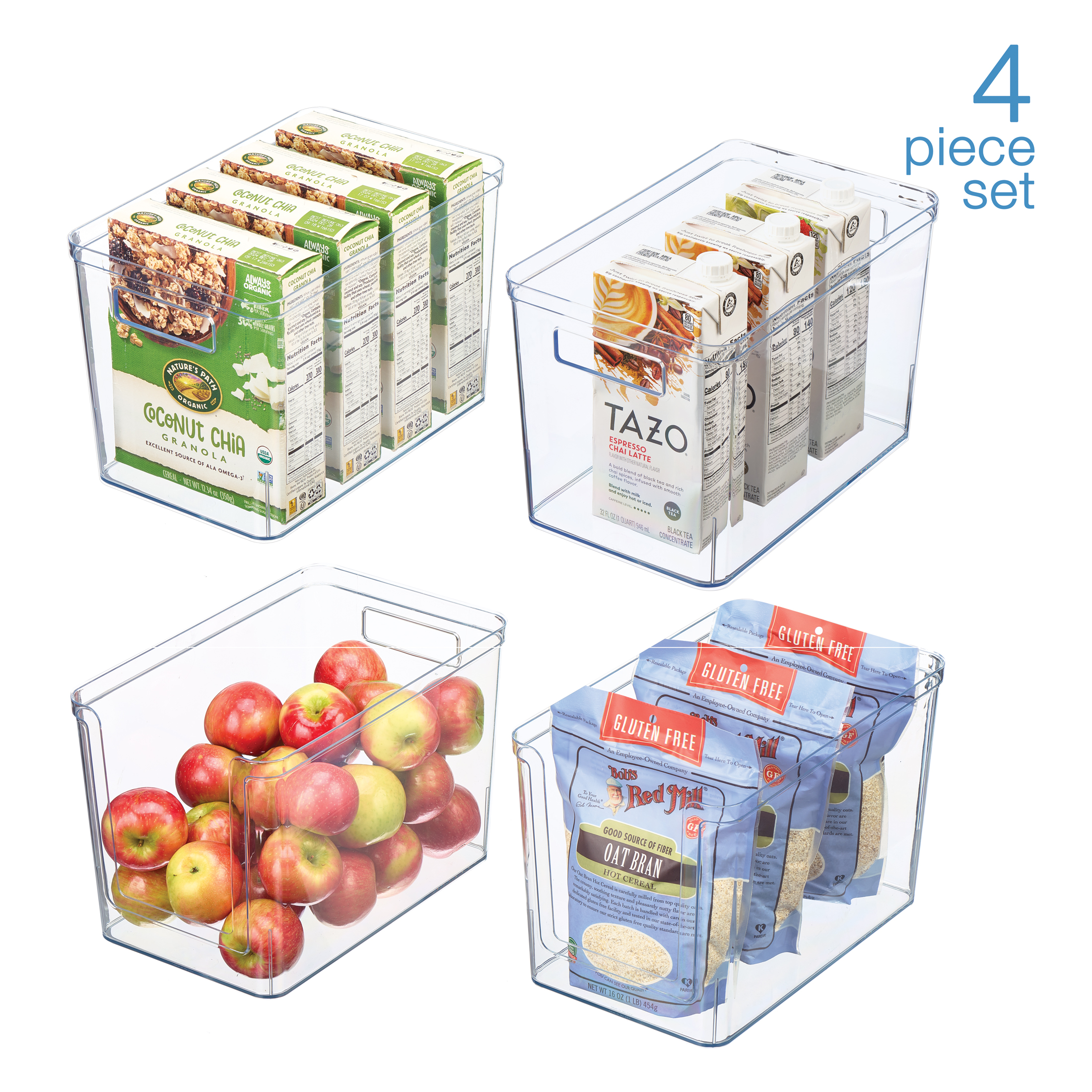 Mainstays 4-Piece Clear Plastic Pantry Storage Bin Set photo 3