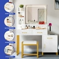 thumbnail image 6 of ModFusion White Dressing Table with Stool, Mirror, Drawers, Adjustable LED Lighting, and Built-In Charging Station, 6 of 11