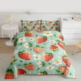 thumbnail image 2 of Manfei Cute Rustic Flower Bedding Comforter Set,Sweet Strawberry Pattern Twin Comforter Sets,Red Green Bedding Set For Girls Teens,Breathable Home Decor Reversible,2 Pieces, 2 of 8
