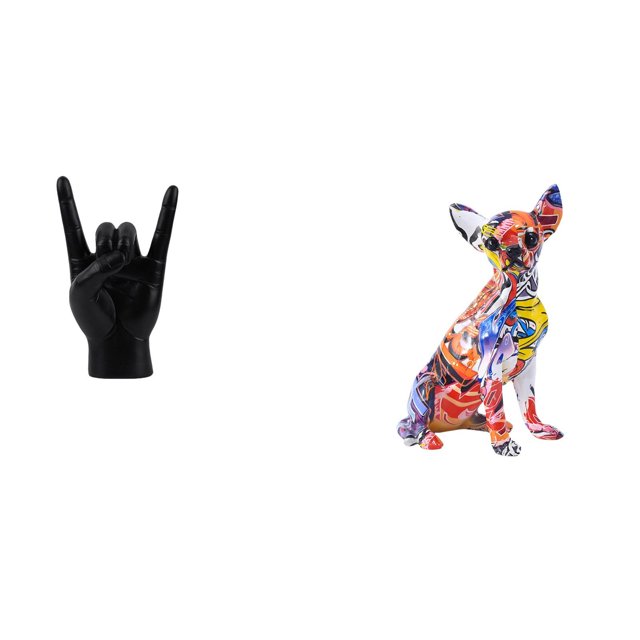 Escultura de gestos vívidos, adorno de perro creativo hecho a mano, decoración de dedos multicolor para apartamento, dormitorio, restaurante, sala de