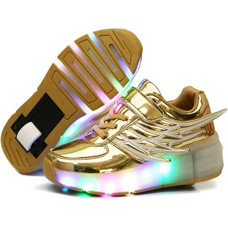 

YAZI Kids Roller Shoes Boy Girl Sneakers with Wheels Become Sport Sneaker with Led for Christmas Birthday Children Show Gift