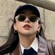 thumbnail image 5 of Gafas de sol retro americanas de metal con montura pequeña y cara redonda para mujer, estilo foto callejera de alta gama, forma cóncava, 5 of 6