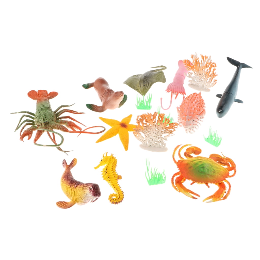16 Piece Sea Animals Animal Figures, Mini Underwater Animals Toy Set