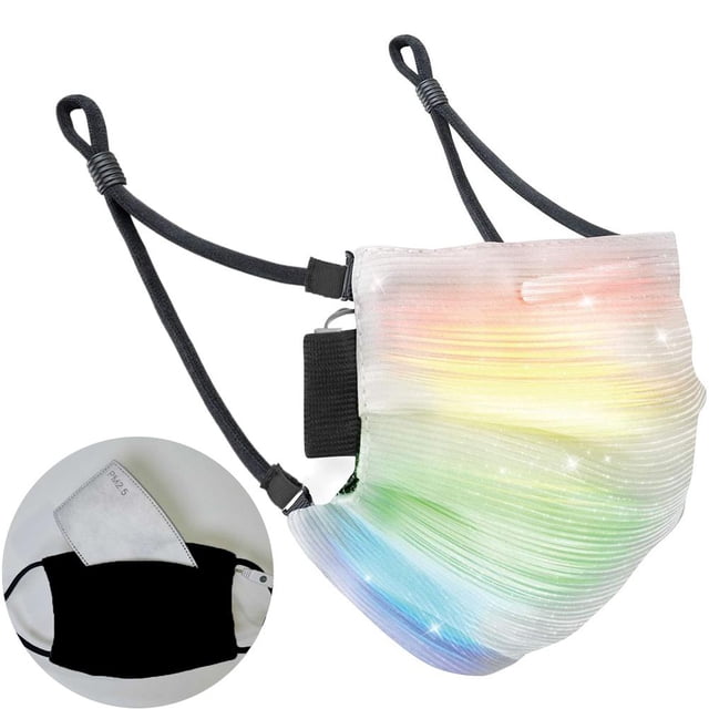 Máscara LED brillante de 7 colores para Halloween, máscara de fibra óptica de Navidad, máscaras de Cosplay para fiesta recargables por USB con filtro desmontable