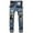 Blue, variant on Fnochy Men's Slim Fit Stretch Jeans Distressed Patchwork Stacked Frayed Straight Leg Skinny Denim Pants