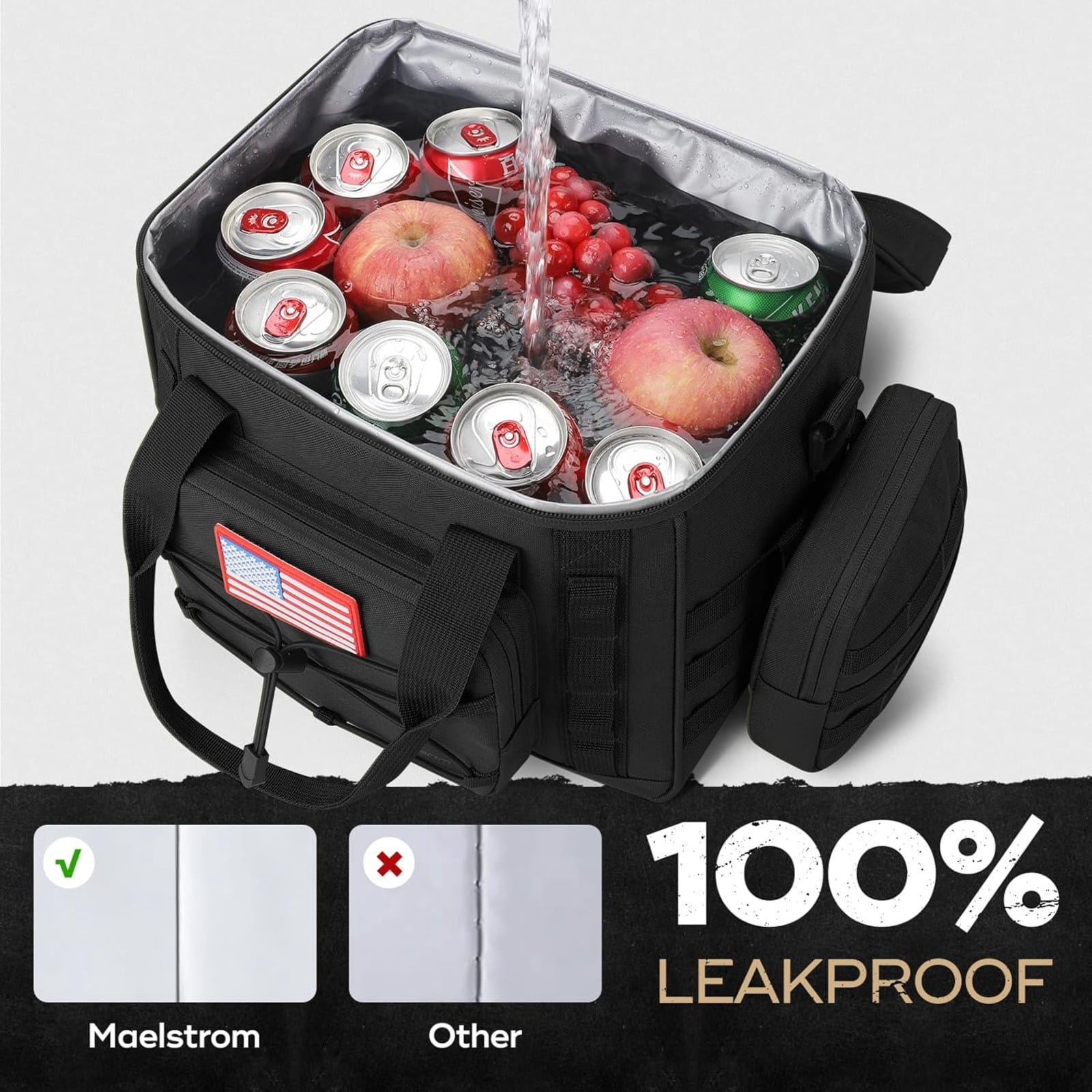 Tactical Lunch Box for Men with 5 Slim Ice Packs, 15L Insulated Cooler Bag with MOLLE Pouch