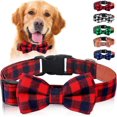 thumbnail image 1 of Dog Bow Tie Plaid Dog Collar, HTEA Dog, Adjustable Soft Pet Bow Tie for Puppies and Felines Best Gifts Comfortable Unique Buttons Cute Bow Tie Removab, 1 of 4