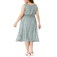 thumbnail image 3 of Vestido sin mangas de cuello cuadrado con flores y cintura elástica para mujeres de tallas grandes Agnes Orinda, 4X, verde oscuro, para el Día de la Madre, 3 of 6