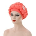thumbnail image 2 of EnJoCho Comfort Hair Wraps for Women Fashion Women Beading Braid Hat Muslim Ruffle Cancer Wrap Cap Sleep Caps Satin Lined Hair Bonnets, 2 of 3
