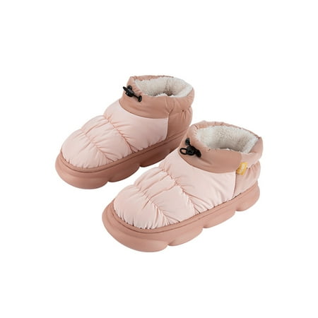 

Avamo Womens Slippers Plush Slipper Slip On House Shoes Indoor Outdoor Snow Boots Bedroom Mid-Top Faux Fur Lined Warm Shoe Pink 7-7.5