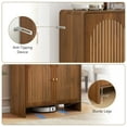 thumbnail image 7 of Accent Cabinet with Printed Arched Line Pattern, Modern Buffet Sideboard with Adjustable Shelves, Decorative Storage Cabinets for Bedroom Living Room Kitchen Office Entryway and Hallway, Walnut, 7 of 7