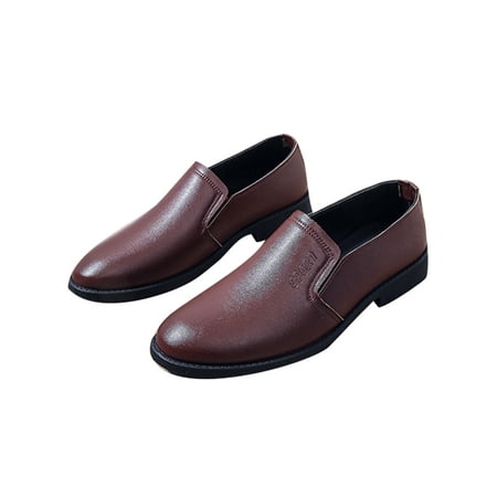 

Kesitin Mens Nonslip Breathable Slip On Business Shoe Lightweight Flats Comfort Shoe Brown 5.5