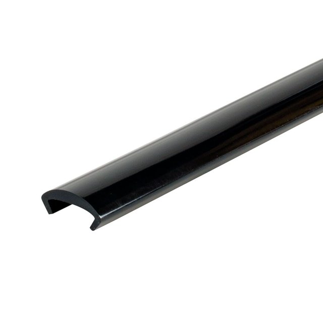 Outwater Plastics Moldura de canal en U de PVC flexible de 5/8 '' | Borde de muebles negro brillante | Bobina de 25 pies