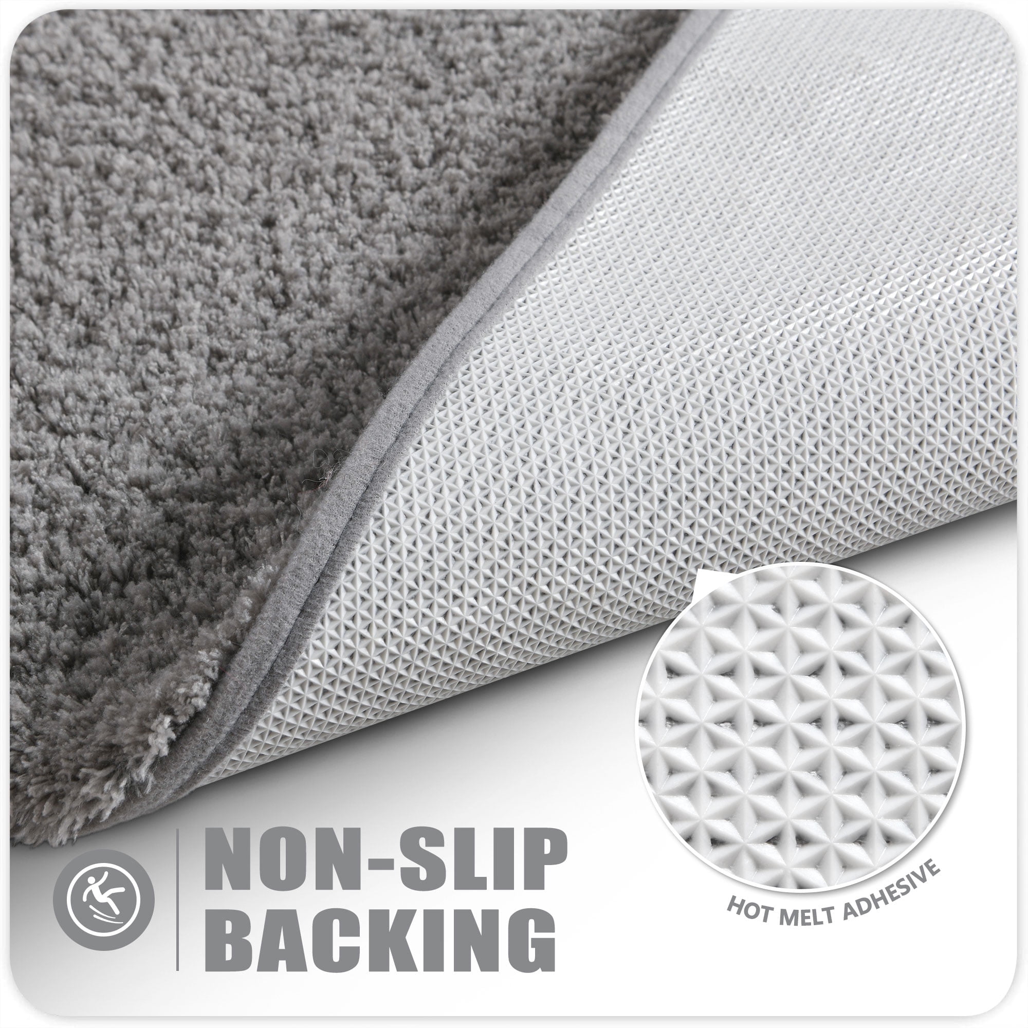 Softlife Absorbent Bathroom Rugs Microfiber Non Slip Bath Mat for Bathroom Soft Shaggy Rug,48"x24",Gray