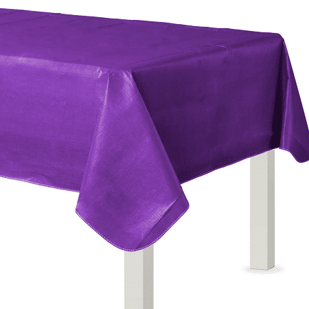 

ELEGANI Purple Color Theme Tableware for Special Occasions Wedding Parties Birthdays and Graduation; Purple Flannel-Backed Vinyl Tablecloth