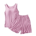 thumbnail image 2 of Paiwinds Women's Crew Neck Sleeveless Pajama Set with Built-In Bra Pads Loose Breathable Fit Short Shorts Soft Modal Cotton Polyester Blend for Hot Weather Sleep Lounging, 2 of 6