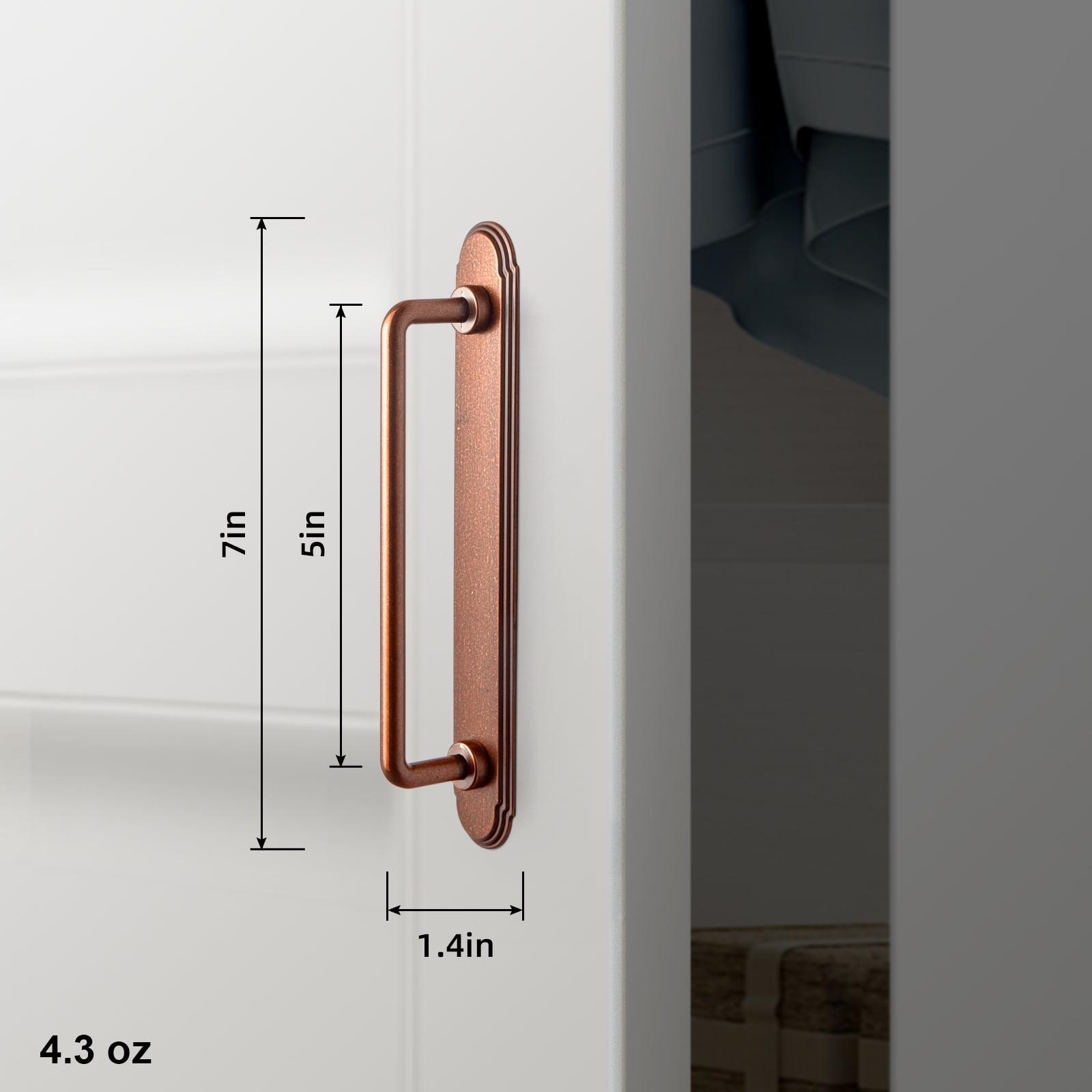 Goo-Ki 4 Pack Antique Copper Cabinet Pulls with Backplate, 5"(128mm) Hole Center Zinc Alloy Cabinet Dresser Handles for Bar Cupboard Closet Wardrobe (G014)