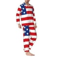 thumbnail image 2 of Balery America Flags3 Pijama para Hombre de Dos Piezas con Manga Larga, Conjunto de Dormir y Descanso Suave con Bolsillos-Small, 2 of 7