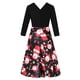thumbnail image 3 of Vestido de verano para mujer, de manga larga, con cuello en V, estilo vintage, con estampado de empalme de Navidad, para fiestas Fridja  nbo3418, 3 of 4