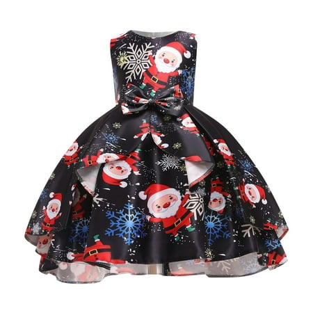 

Kids Girls Christmas Bowknot Cartoon Santa Snowflake Print Dress Pageant Party Child Gown Dress Newborn Baby Girl Outfits Easter Dresses For Baby Girls Baby Girl Dresses 3-6 Months