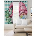 thumbnail image 2 of Pink Gnomes Summer Blackout Curtains for Bedroom Living Room Darkening Curtains 84 Inch Length 2 Panels Set Tropical Leaves Aqua Stripes Window Curtain Window Treatment Grommet Drapes 52"x84", 2 of 9