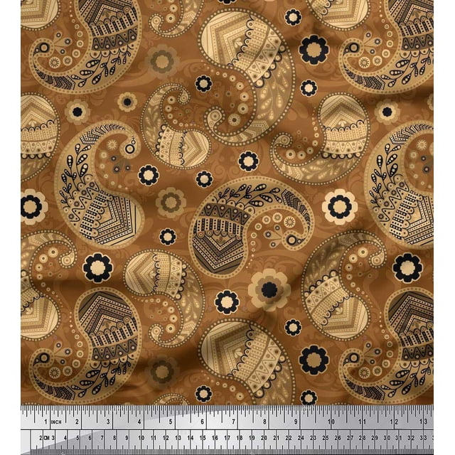 Soimoi Modal Satin Fabric Floral & Paisley Printed Craft Fabric by the Yard 42 Inch Wide
