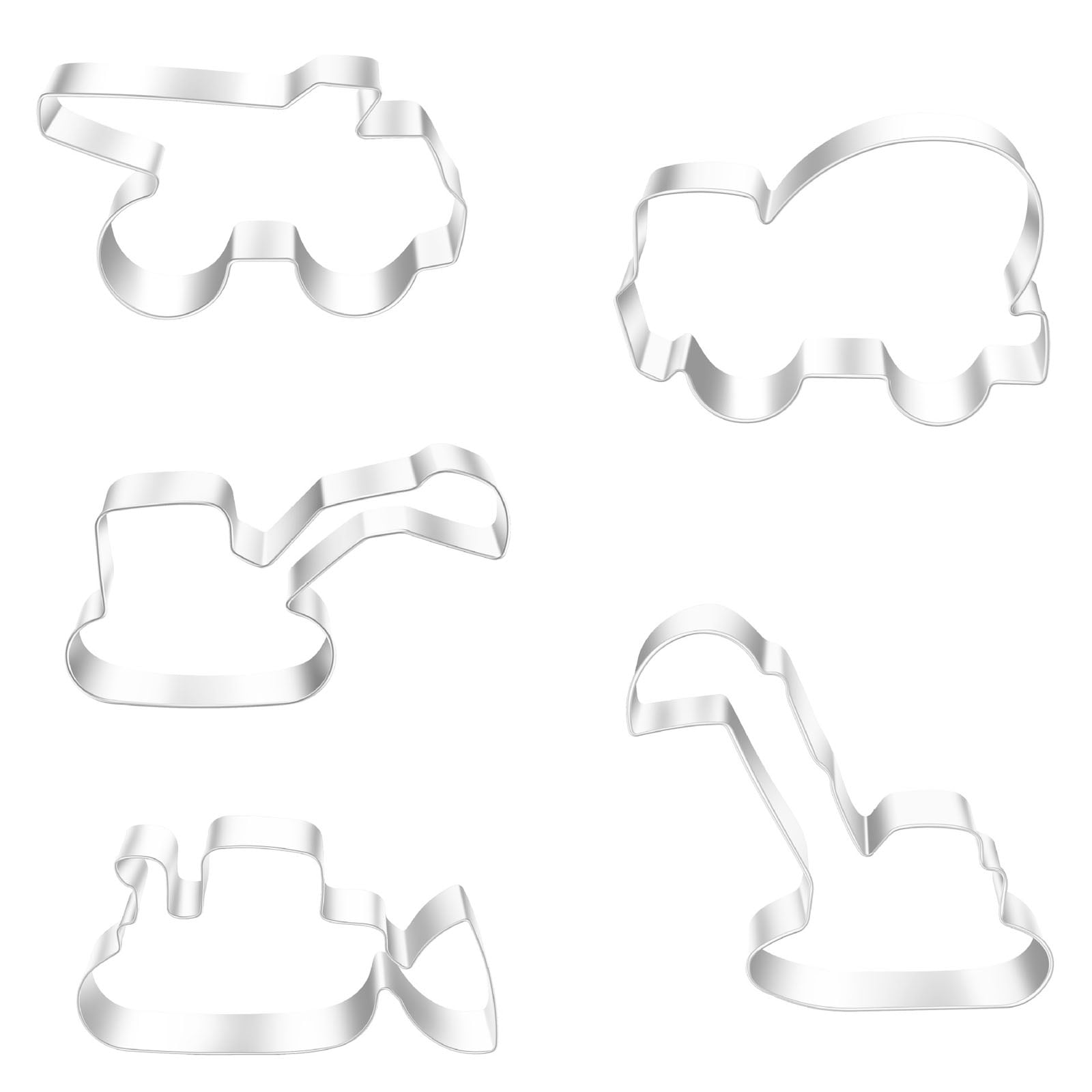 5 PCS Cookie Cutters Set Excavator Digger Bulldozer Shape Biscuit Cutter Cookie Moulds Set for