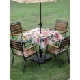 thumbnail image 3 of Pink Flowers Outdoor Tablecloth - 60x60 Inch Square Dining Table Cover, Spring Floral Butterfly Leaves Plants Rustic Plaid Waterproof Outdoor Table Cloth with Umbrella Hole & Zipper for Picnic/Patio, 3 of 7