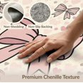 thumbnail image 6 of ODIKA 9'x12' Washable Area Rug Pink Ribbon Whimsical Dotted Ornamental Border for Master Suite, California King, Under Bed, Non-Shedding, Easy Care, 6 of 7