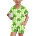 thumbnail image 7 of Girls Boys St. Patrick's Day Outfits 2PC Comfy Casual Printed Short Sleeve V Neck Pullover Top with Shorts Sets with Pockets Mint Green 2 11-12 Years, 7 of 7